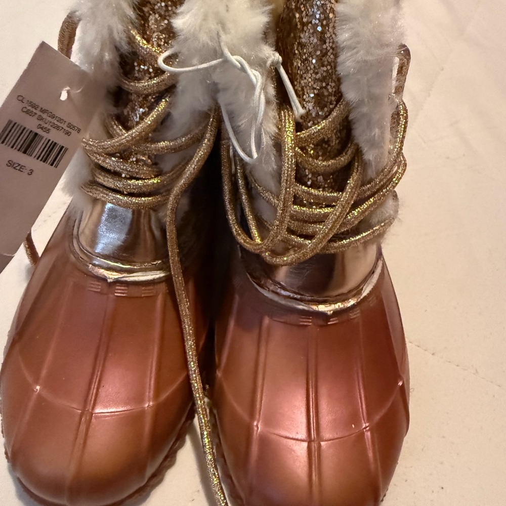 Gold and Rose gold Girls Winter Boots